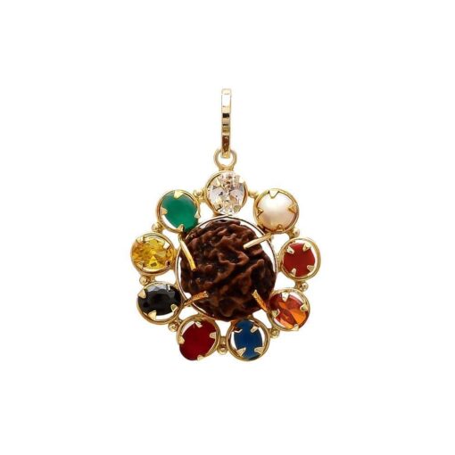 Multicolor pendent 5 mukhi rudraksha