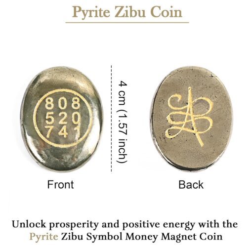 Good Luck Stone Pyrite Zibu Symbol Coin for Financial Growth & Abundance - Fortune & Wealth Magnet, Reiki Healing, Vastu Decor for Home & Office - 808 520 741 - Image 7
