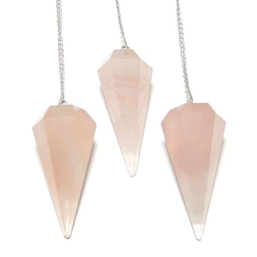 Crystal Stone Point Pendulum with Chain for Reiki Healing, Dowsing, and Spiritual Guidance (Rose Quartz Pendulum) - Image 2