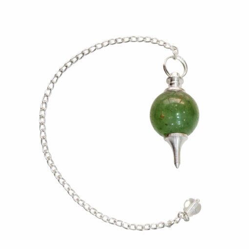 Green Aventurine Crystal Ball Dowsing Pendulum - Brass Pendulum for Reiki Healing, Meditation, and Vastu Home Decor