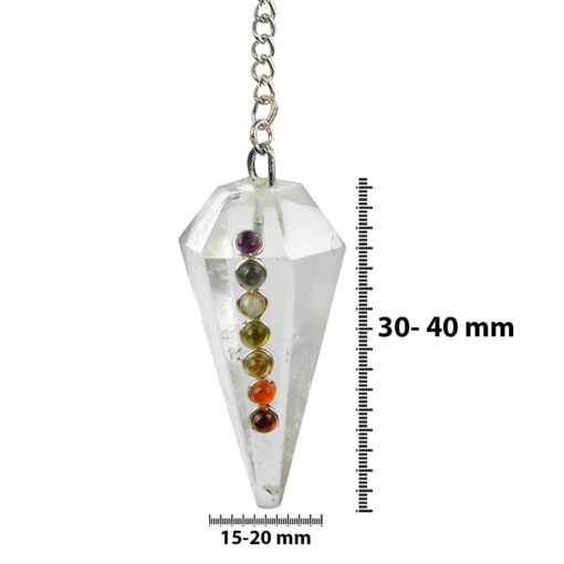 Natural Stones Jade Dowser 7 Chakra Pendulum 6 / Six Faceted Crystal Stone Dowser Pendulum Dowsing for Healing Gemstones (Clear Quartz) - Image 3