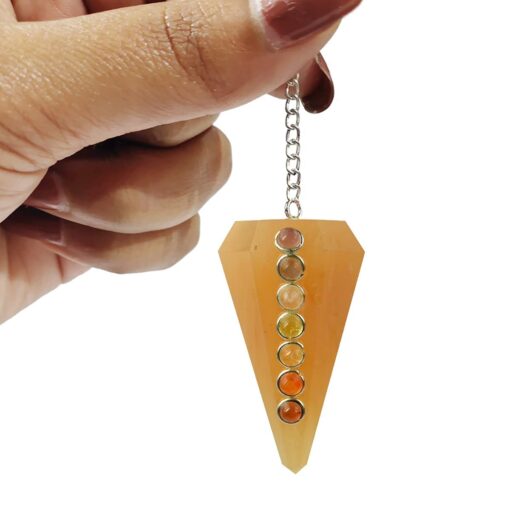 Natural Stones Jade Dowser 7 Chakra Pendulum 6 / Six Faceted Crystal Stone Dowser Pendulum Dowsing for Healing Gemstones (Citrine ) - Image 5