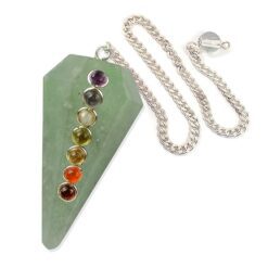Natural Stones Jade Dowser 7 Chakra Pendulum 6 / Six Faceted Crystal Stone Dowser Pendulum Dowsing for Healing Gemstones (Green Jade)