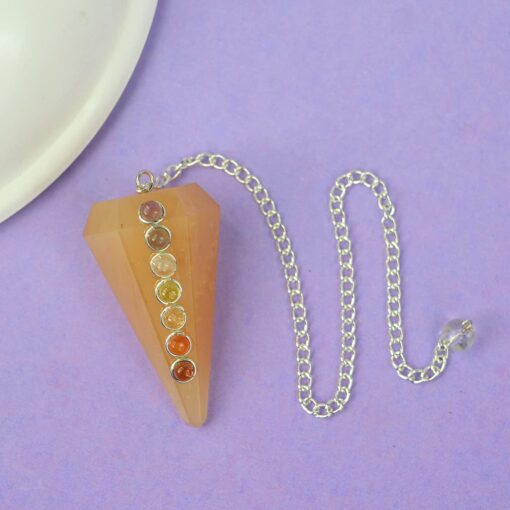 Natural Stones Jade Dowser 7 Chakra Pendulum 6 / Six Faceted Crystal Stone Dowser Pendulum Dowsing for Healing Gemstones (Citrine ) - Image 3
