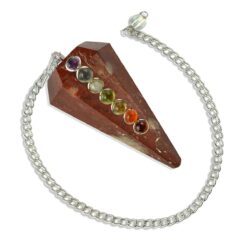 Natural Stones Jade Dowser 7 Chakra Pendulum 6 / Six Faceted Crystal Stone Dowser Pendulum Dowsing for Healing Gemstones (Red Jasper)