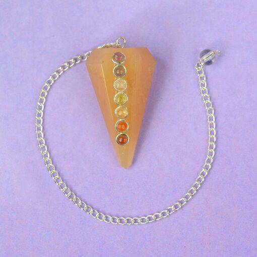 Natural Stones Jade Dowser 7 Chakra Pendulum 6 / Six Faceted Crystal Stone Dowser Pendulum Dowsing for Healing Gemstones (Citrine ) - Image 2