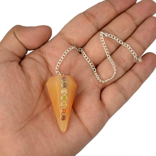 Natural Stones Jade Dowser 7 Chakra Pendulum 6 / Six Faceted Crystal Stone Dowser Pendulum Dowsing for Healing Gemstones (Citrine ) - Image 4