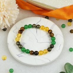 Money Magnet Bracelet, Pyrite Tiger Eye Green Aventurine Citrine Wealth Bracelet 8 mm beads