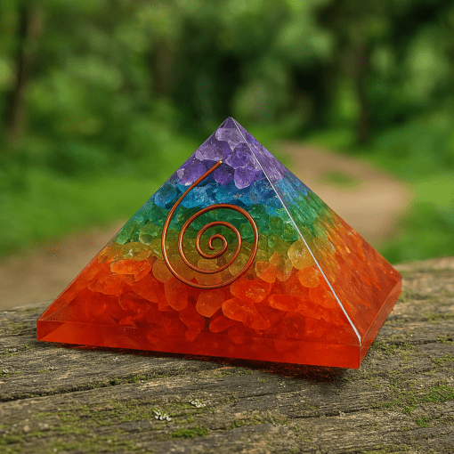 7 Chakra Multi Stone Orgone Pyramid Orgonite Pyramid Crystal Pyramid Stone Pyramid for Reiki Healing and Crystal Healing Stone Pyramid